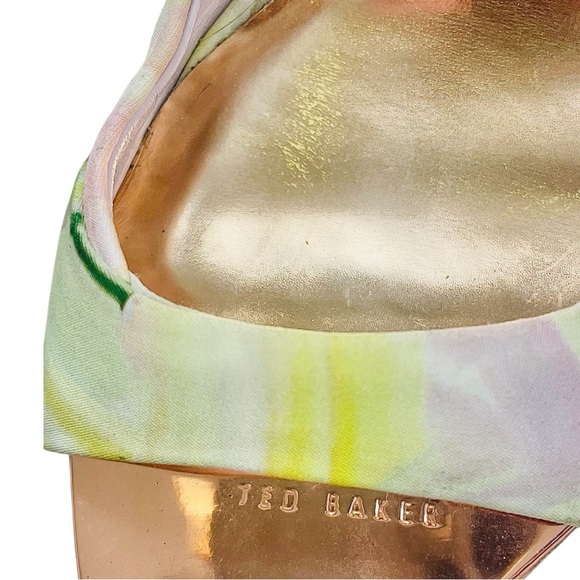 Ted Baker LONDON Multicolor Floral Canvas D’Orsay Peeptoe Strappy Heels Shoes 5 - Picture 6 of 13